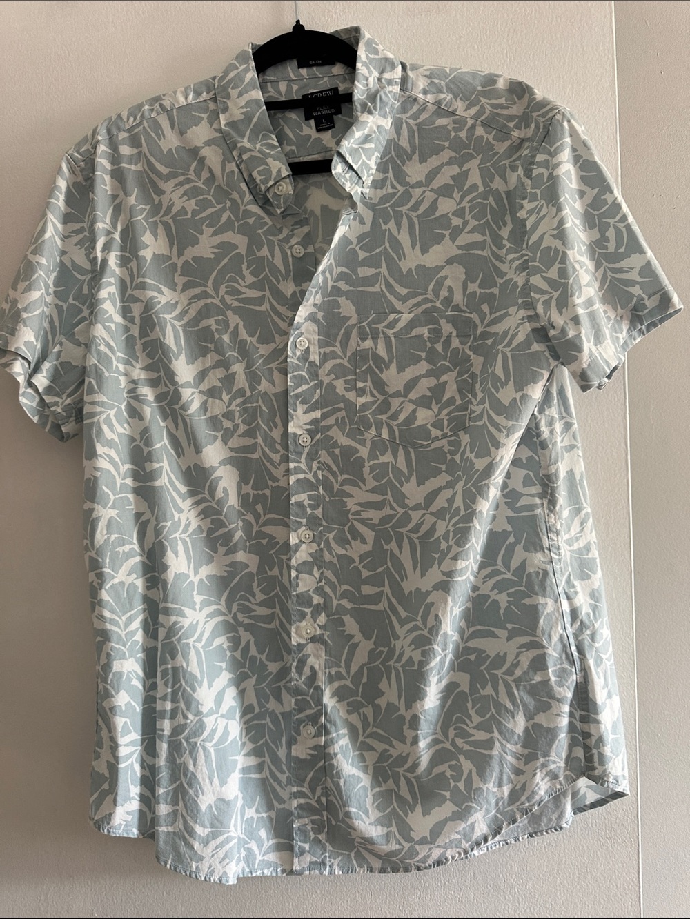 J. Crew Light Blue & White Short-Sleeve Button-Down Shirt